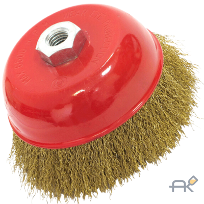 Кордщетка чашеобразная латунированная мягкая. М14. 100мм (РОШМА)